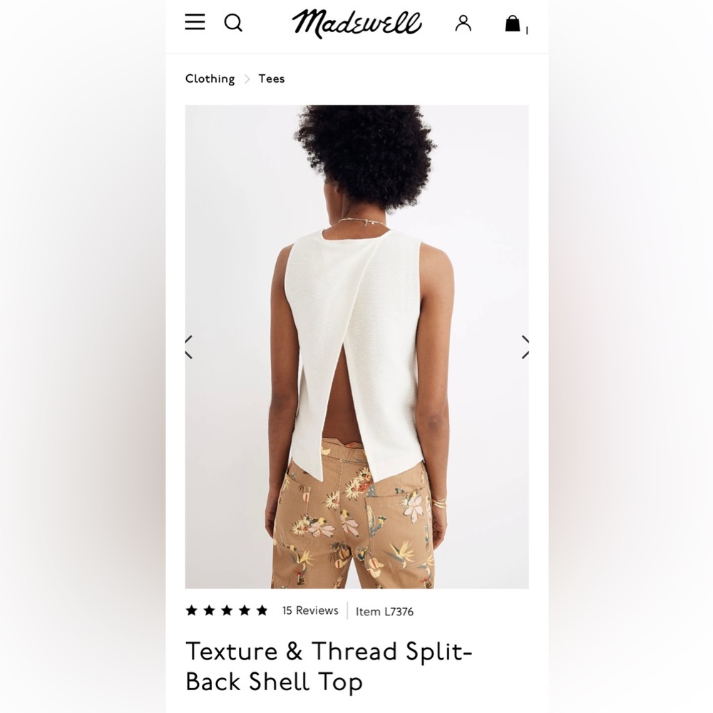 Madewell Texture & Thread Split-Back Shell Top. Size XS. - Picture 3 of 11